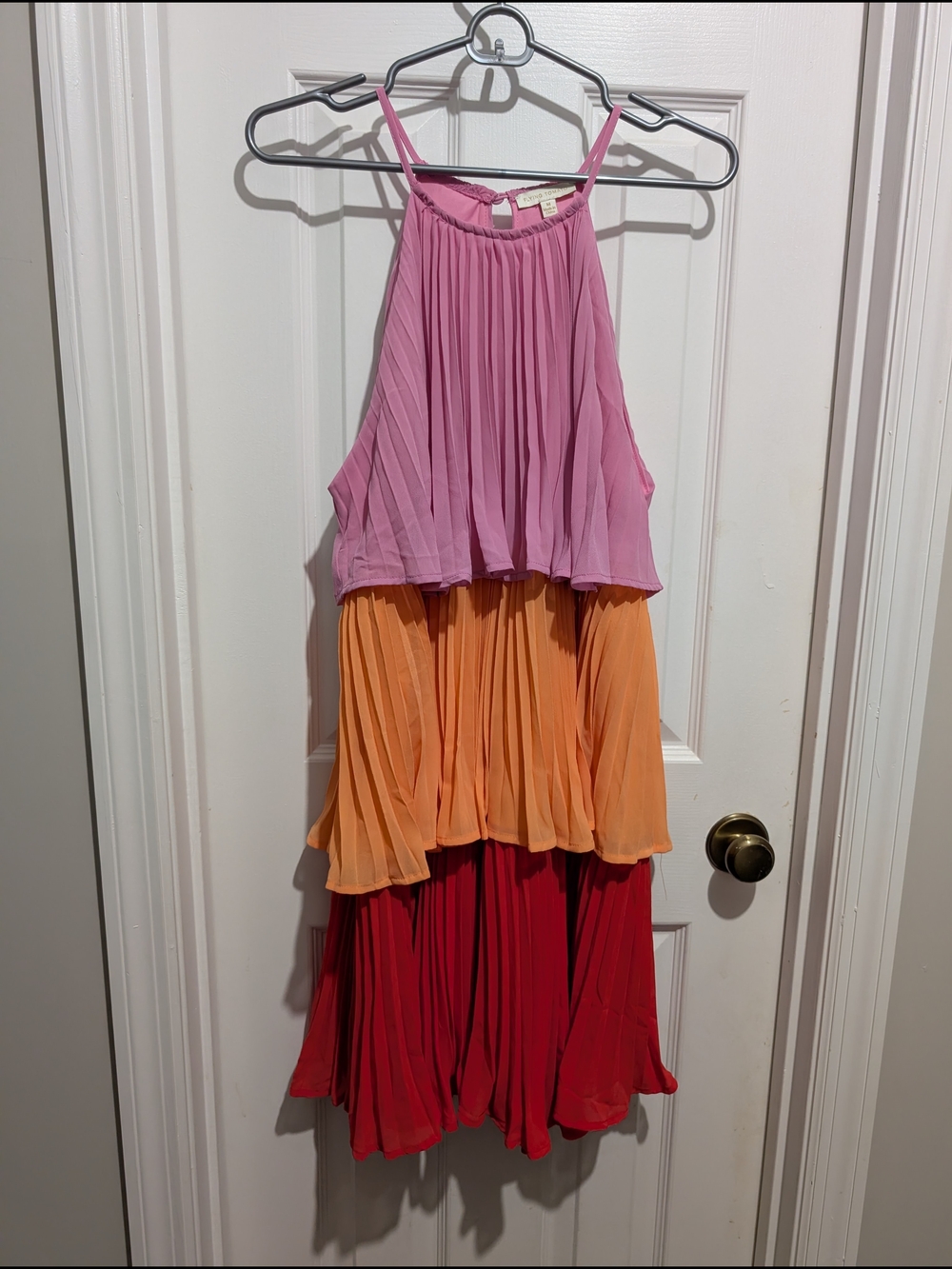 Pink Lily Pink Pleated Spaghetti Strap Dress